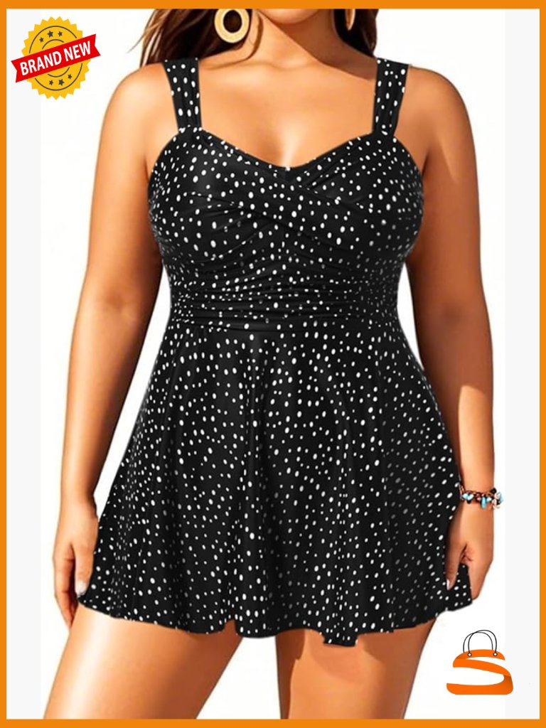 Plus Size Tankini Swim Set With Built-In Bra And Flowy Design